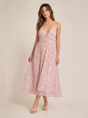 EN SAISON Floral Pink Midi Dress